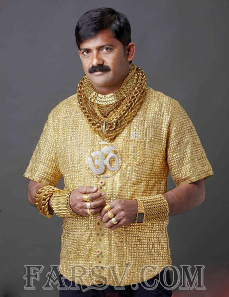 عکس جالب از لباس طلایی مرد هندی