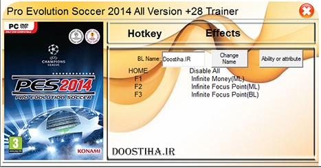 ترینر بازی PES 2014 برای بی نهایت کردن پول در مستر لیگ رسید! ترینر بازی PES 2014