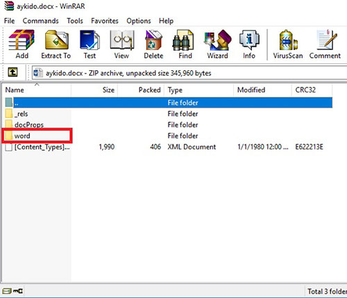 Extract images from Word with WinRAR software