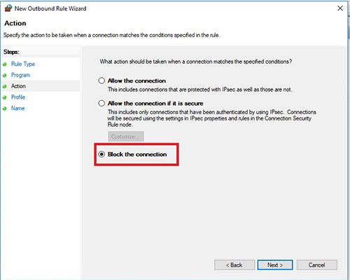 Block applications from accessing the Internet with Windows Firewall